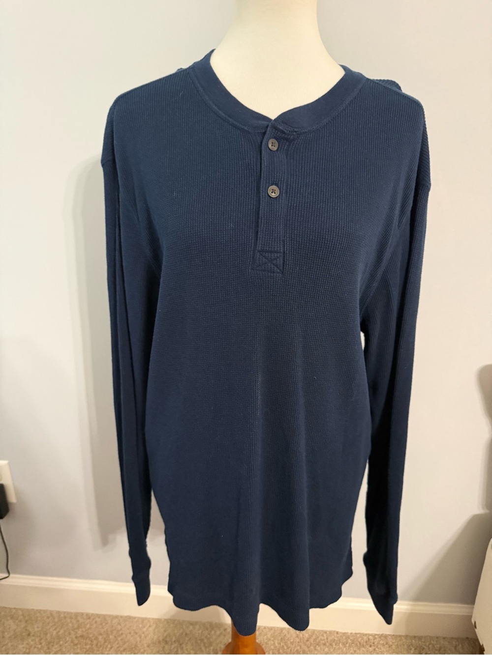 St. John's Bay Navy Long-Sleeve Waffle Henley
